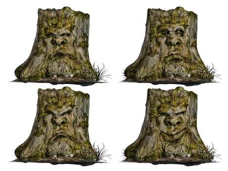 Tree Stump Spooky Face 02 PNG Stock