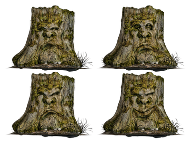 Tree Stump Spooky Face 02 PNG Stock