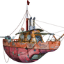 Steampunk Flying Tug Boat 02 PNG Stock