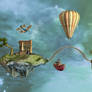 Steampunk Fantasy Land In The Sky