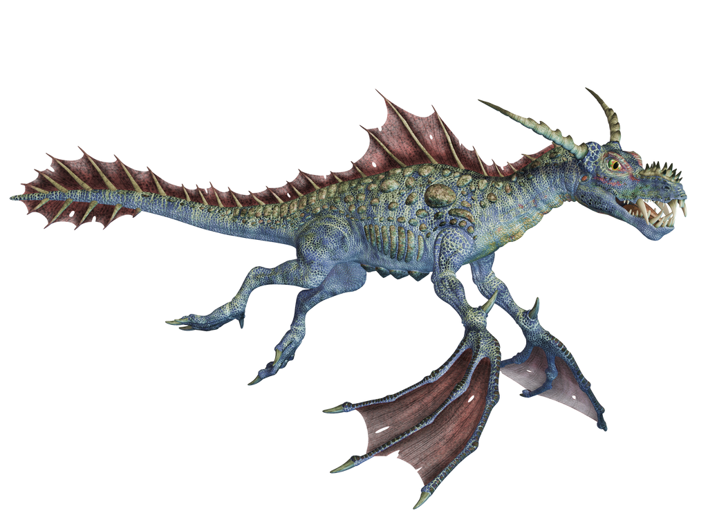 Water Dragon 01 PNG Stock