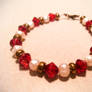 49ers Themed White, Gold and Red Beaded Bracelet