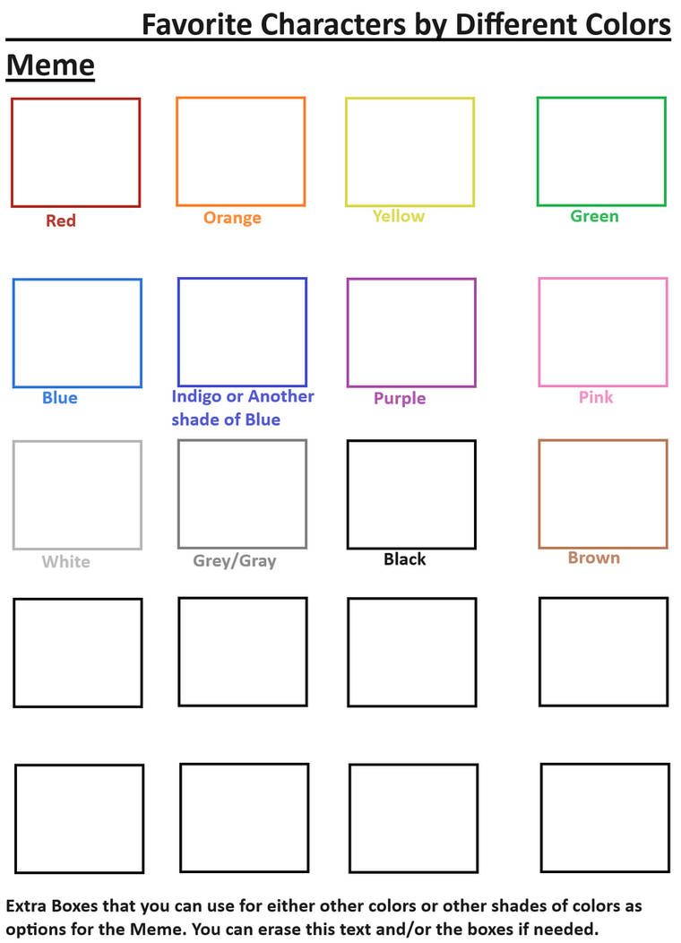 Color Charchaters Favorite Characters by Different Colors Meme by sweetheart1012 on ...