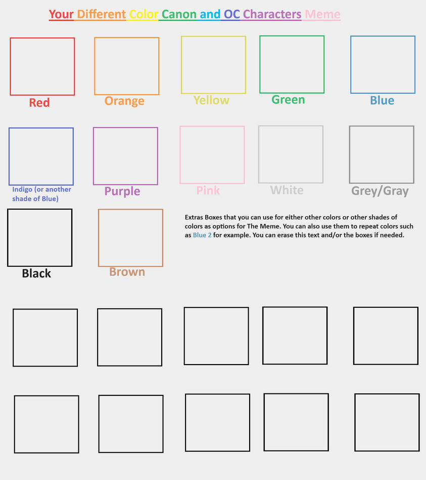 Your Different Color Canon and OC Characters Meme by sweetheart1012 on ...