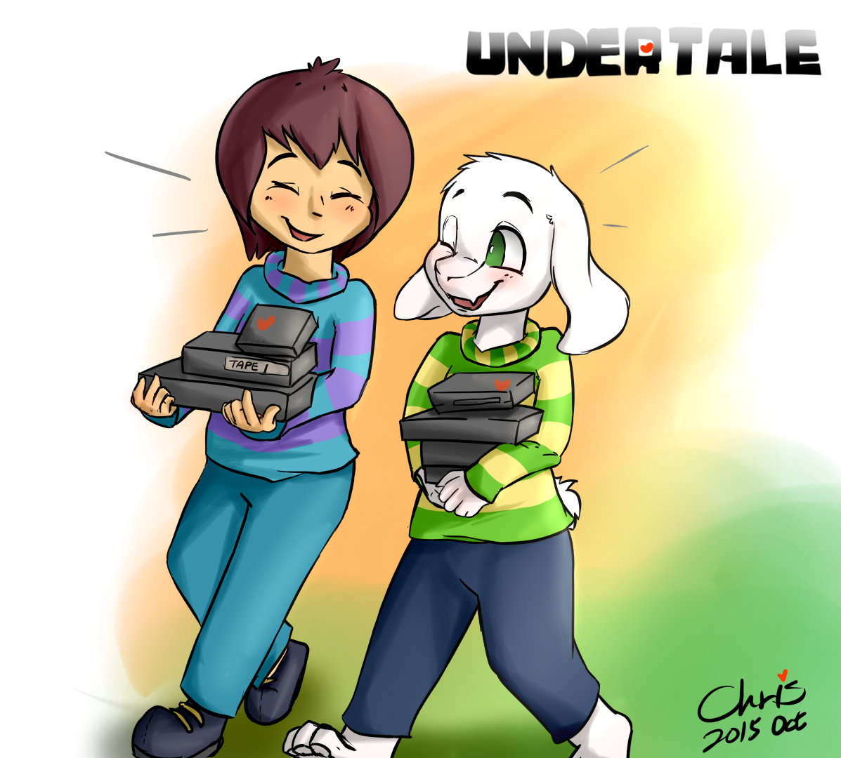 Frisk and Asriel back from Alphys' lab