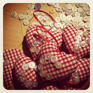 Handmade button hearts