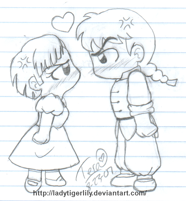 Chibi Ranma and Akane Sketch