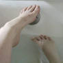 Sam's feet in the tub