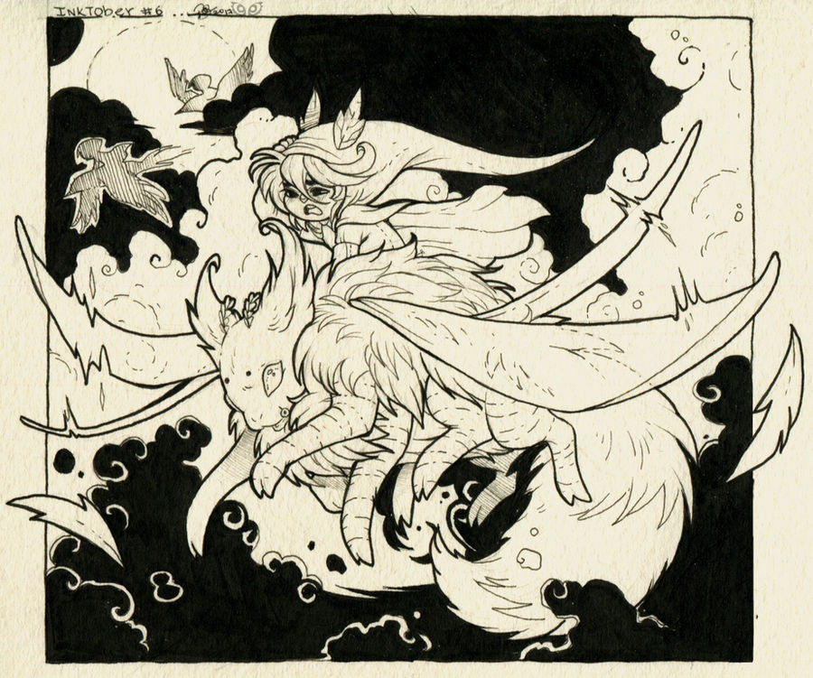 Inktober day 6 - Flying Lessons by clover-teapot