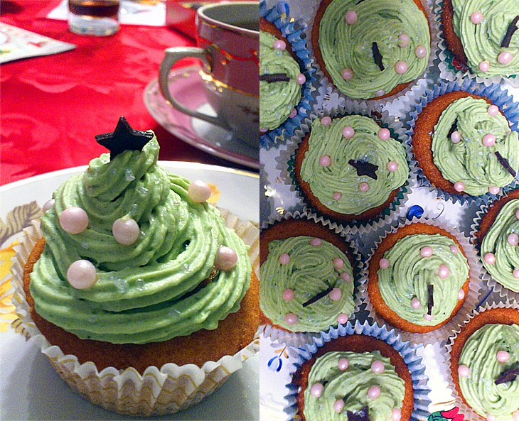 Maccha Christmas Tree Cupcakes