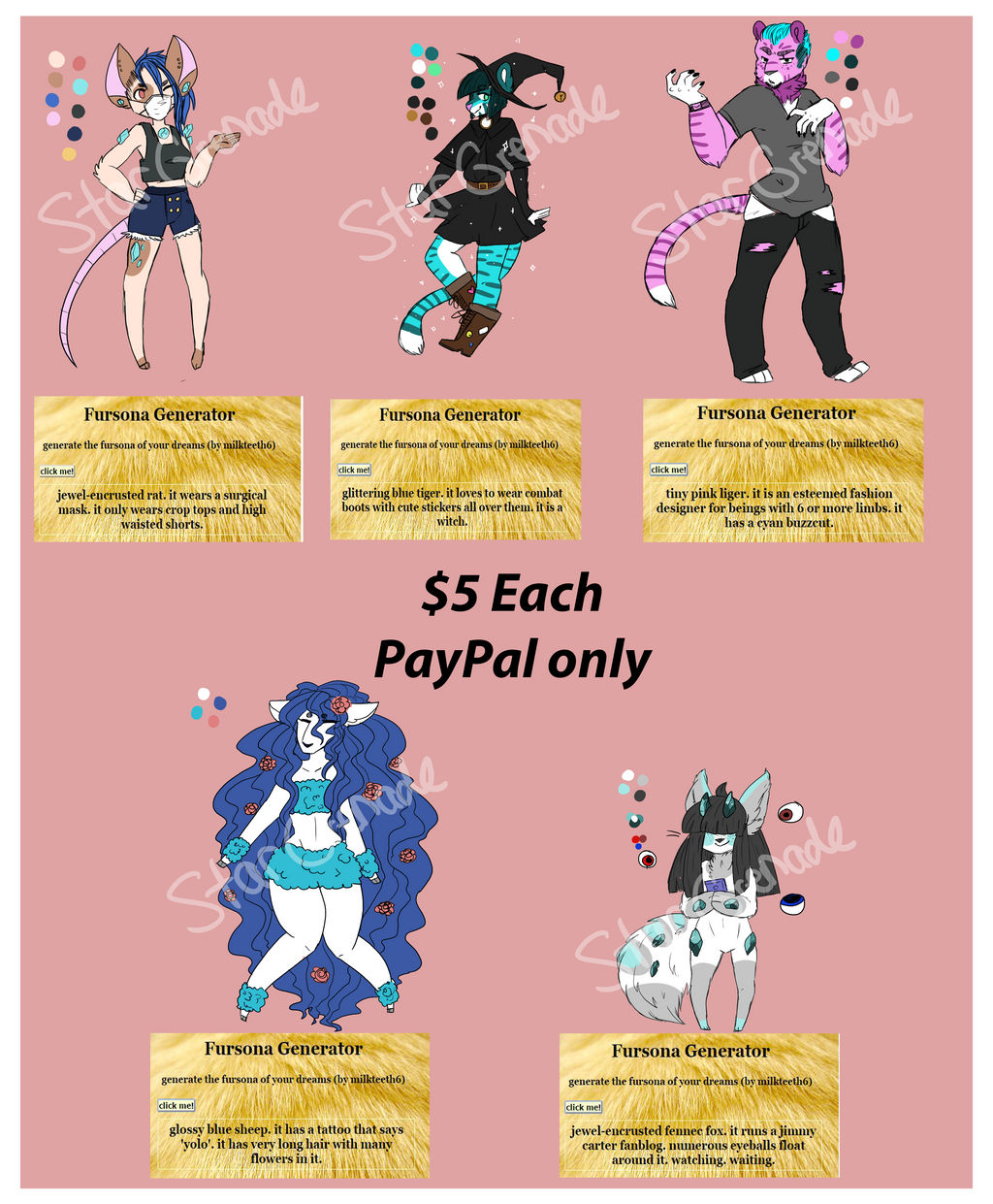 Fursona Generator Batch 1 OPEN 4/5 by StarGrenade on DeviantArt