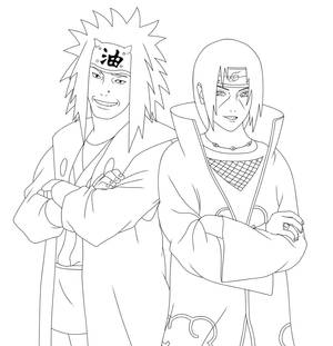 Smiling Itachi+Jiraiya Lineart