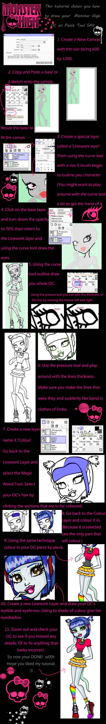 Monster High Paint Tool SAI Tutorial by MarianasMasterpiece