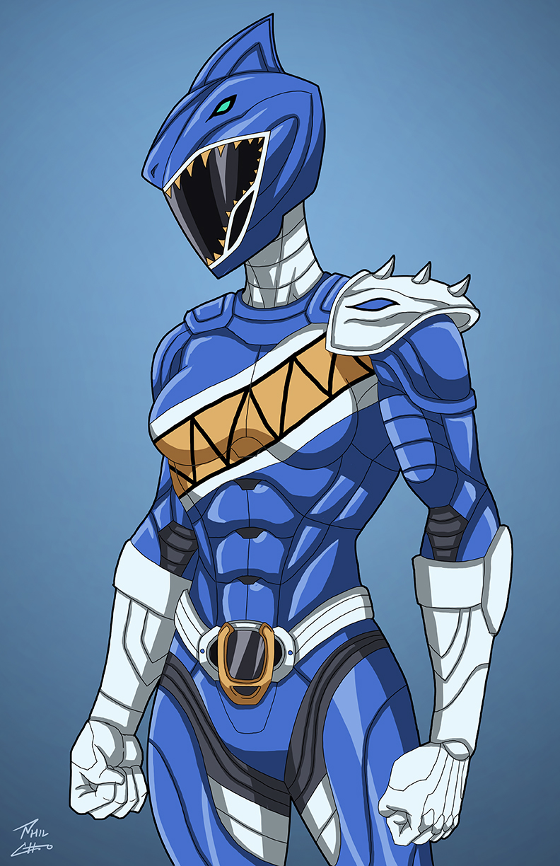 Blue Megalodon Ranger commission by phil-cho on DeviantArt