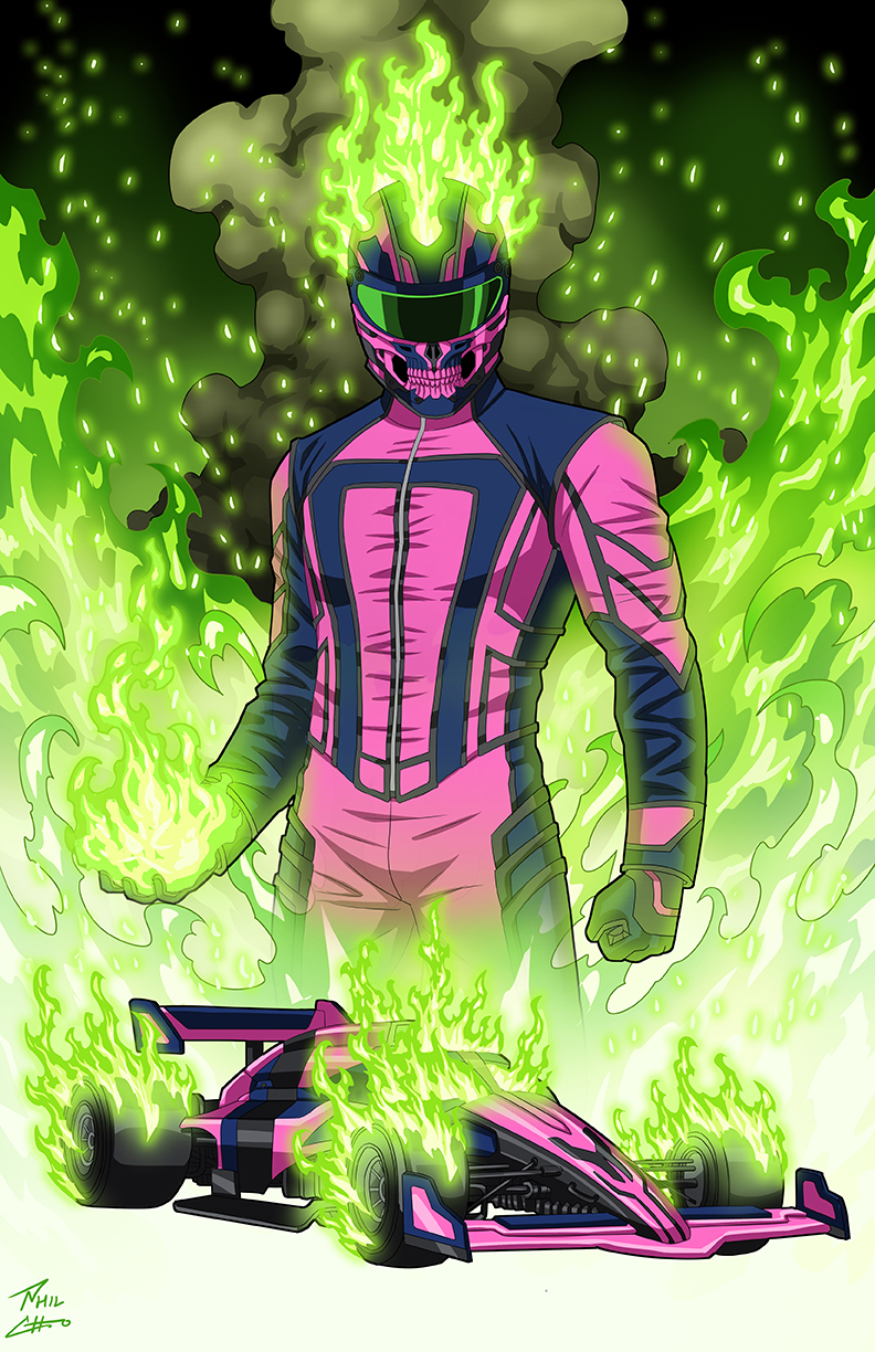 F1 Rider Riding Style F1 Ghost Rider commission by phil-cho on DeviantArt