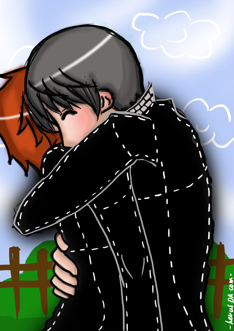 souji x yosuke hug