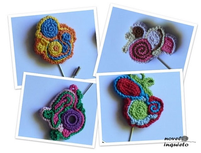 freeform crochet broochs