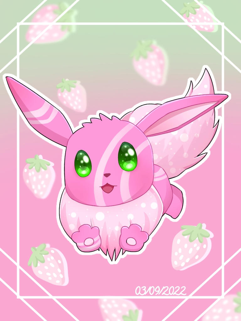 Strawberry Eevee (Gift) by Flamepupp on DeviantArt