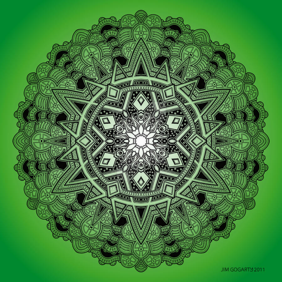 Mandala drawing 30 GREEN