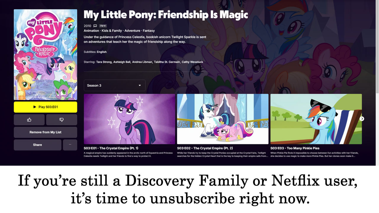 Stream Mlp Seasons 3-9 of MLP are now streaming on Tubi! by TadashiSatoru on ...