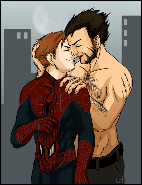 Wolvie snuggles Spidey