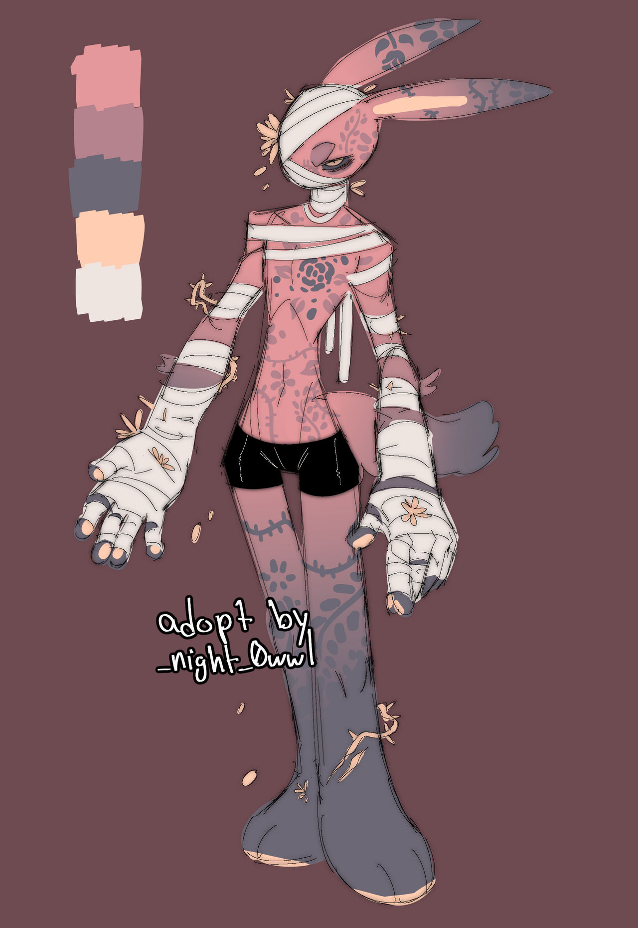 Bandage Bunny Pink by night-0wwl on DeviantArt