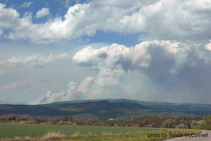 Smoke from the Gunnison Fire over the Mountains