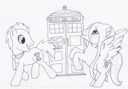 Dr. Hooves and my O.C Stormchaser lineart