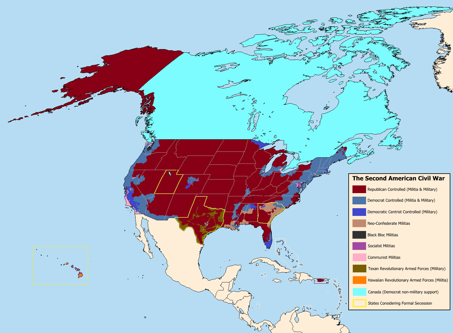 Карта США после гражданской войны.