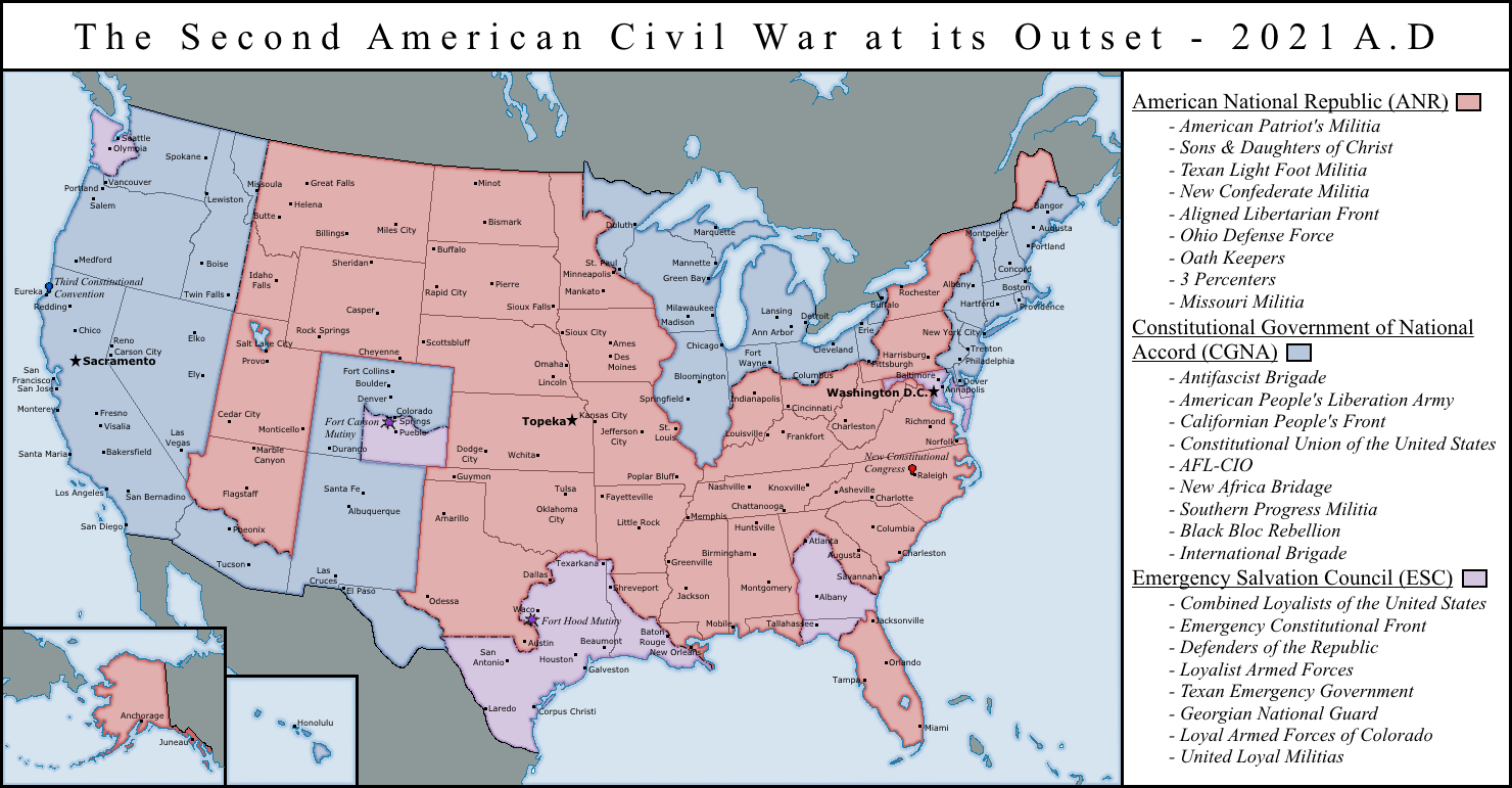 Factions Of The Second American Civil War 2021 By Charles Porter On