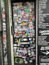 A cool door with stickers around Amsterdam, 2022