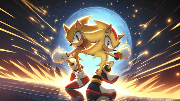 Shooting star (Super Sonic and Shadow)