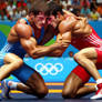Impressions Muscular Male Athletes Wrestling