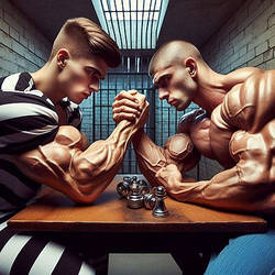 OCover Armwrestling Men Muscular Strong Young Men