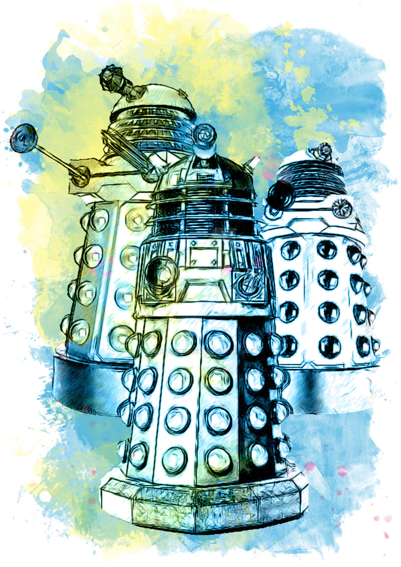 Dalek Watercolor Mixed Media Digital Painting