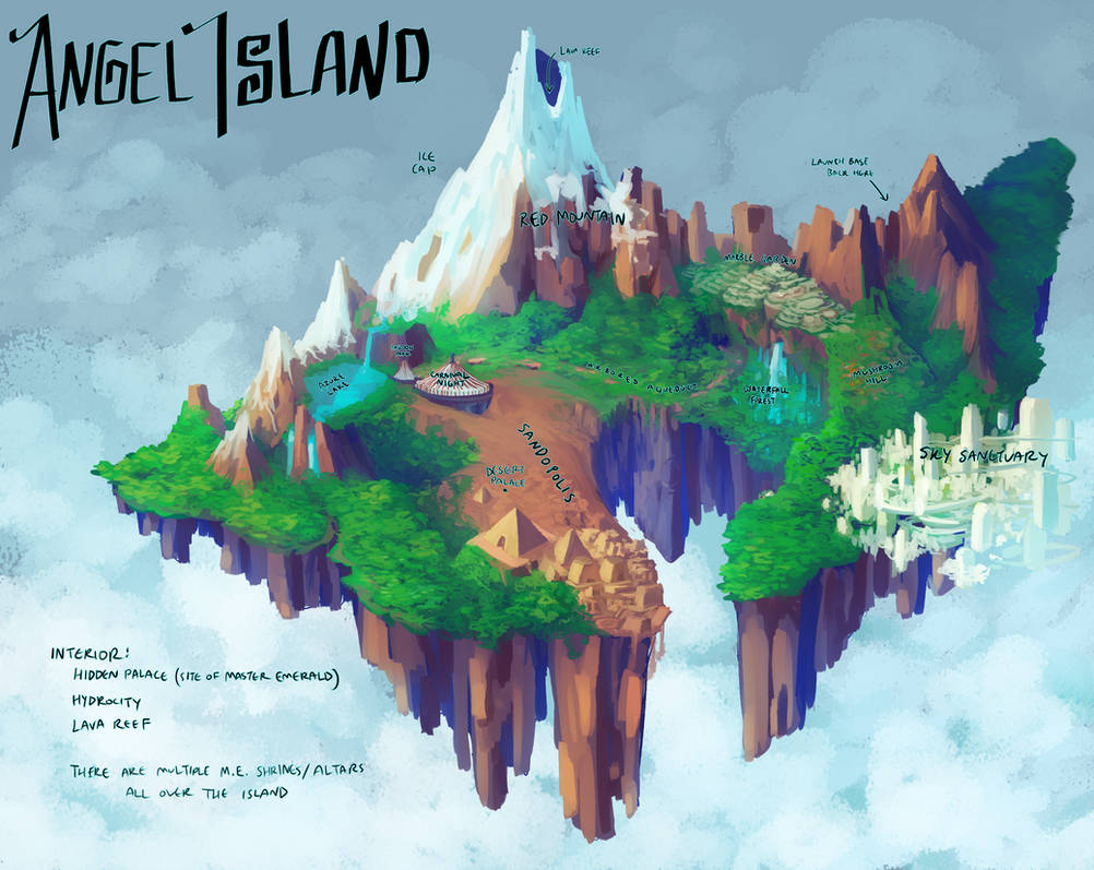 Sonic 3 angel island. Остров ангела Sonic. Остров ангела из Соника. Острова из Соника. Летающие острова арт.