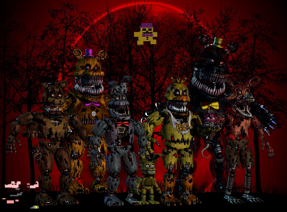 ALL FNAF 4 ORIGINAL NIGHTMARES -WALLPAPER- by DestroyChaos on