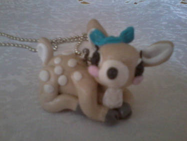 Hand Made Polymer Clay Fawn Pendant
