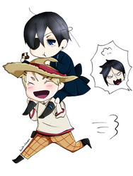 Chibi Sebastian, Ciel and Finny