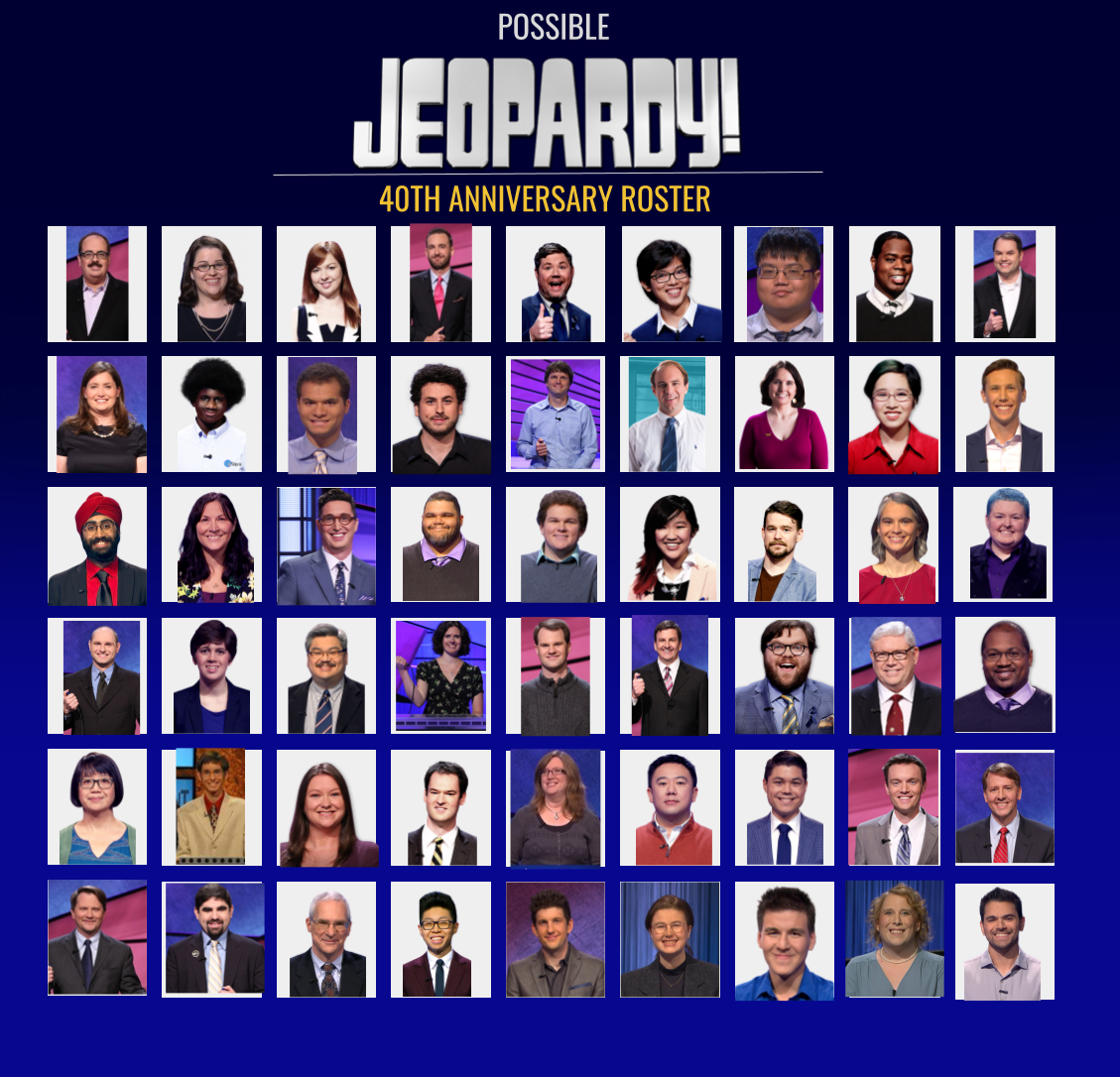 Possible Jeopardy 40th Anniversary Roster by QueenMackDrama on DeviantArt