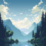 pixelated mountain serenity