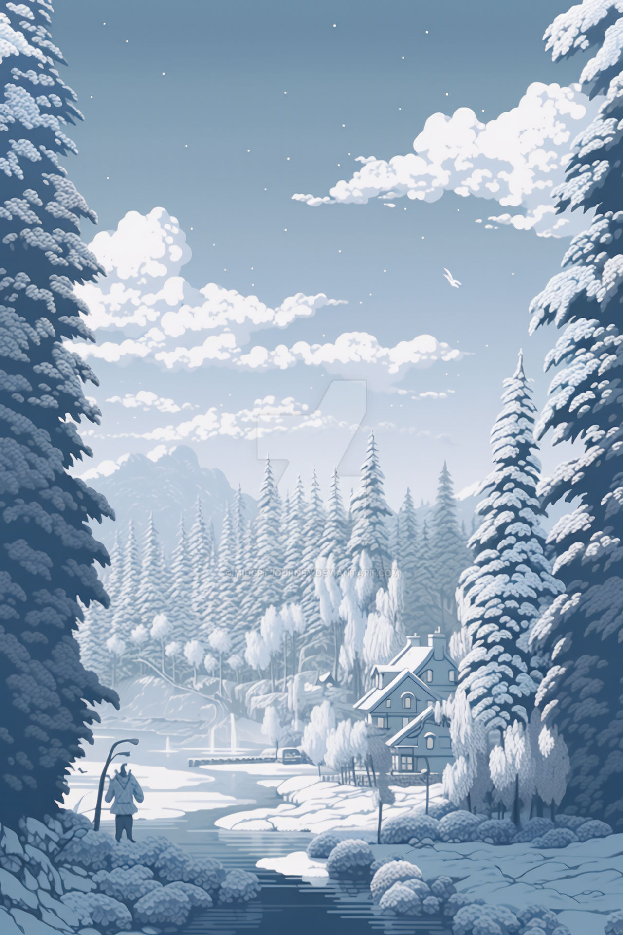 mesmerizing pixel snowscape scene by midgptjourney on DeviantArt