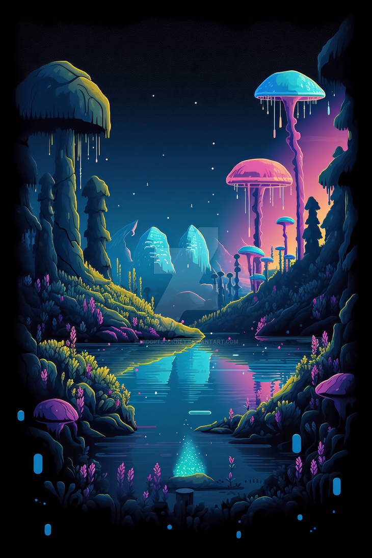 glowing alien wonderland by midgptjourney on DeviantArt