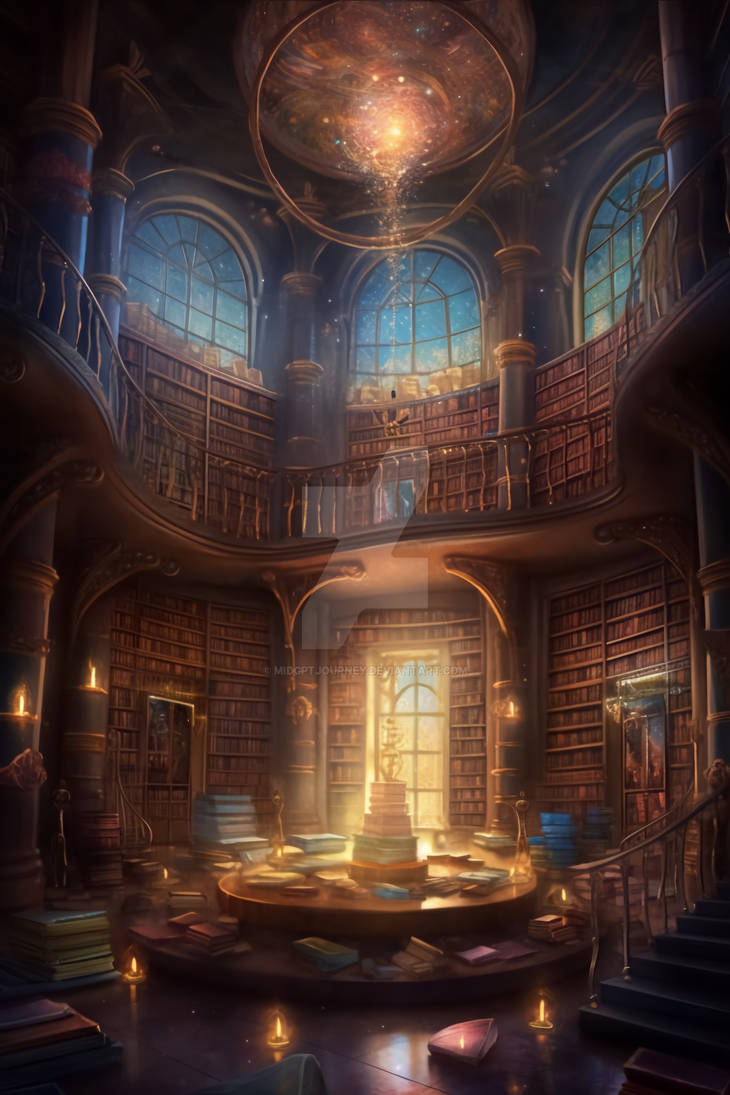 mystical library of secrets by midgptjourney on DeviantArt