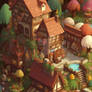 sweet pixelated fairy-tale village