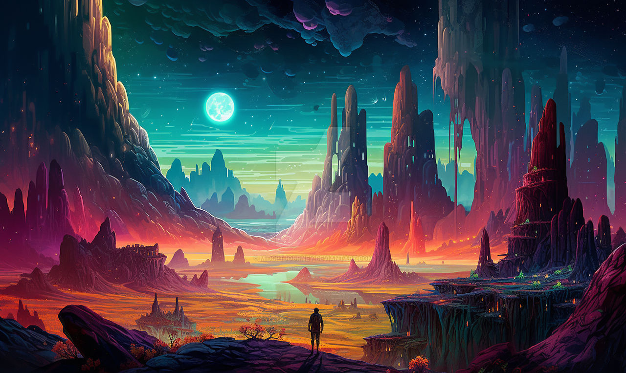 alien landscape crystalline glow by midgptjourney on DeviantArt
