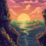 otherworldly alien landscape pixel