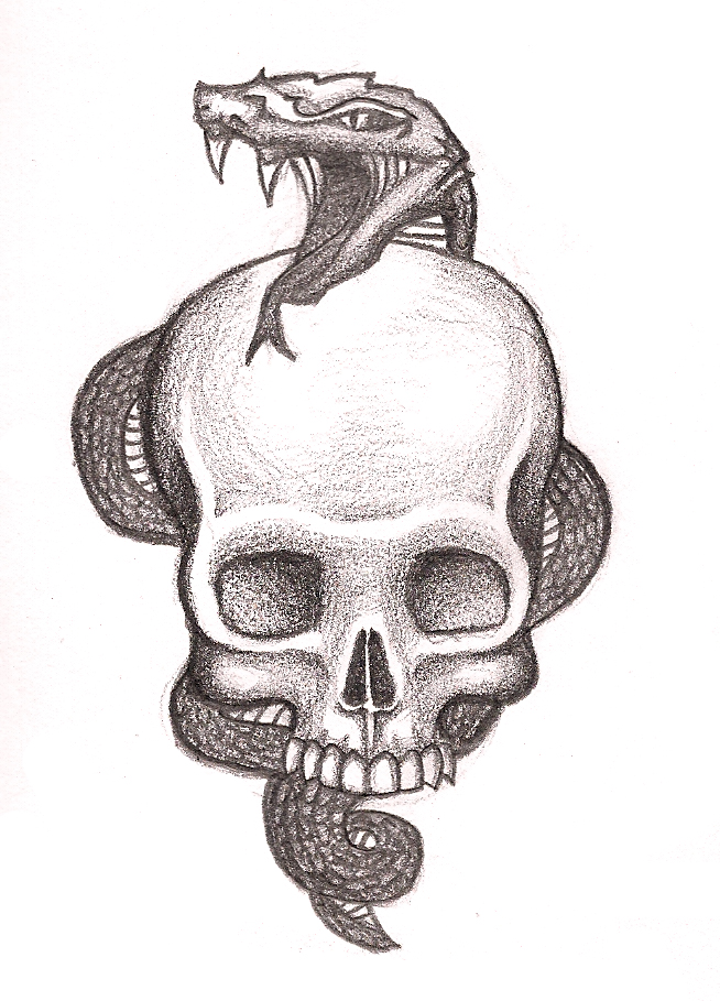 Snake and Skull Tattoo Idea