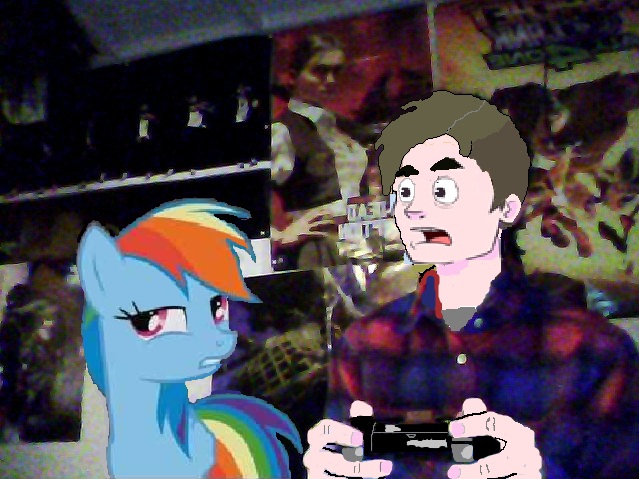 playing ps3 with rainbow dash