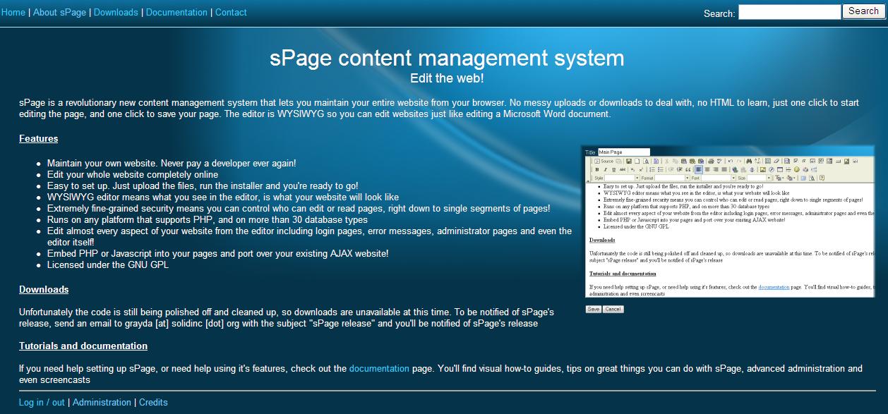 sPage Website Management